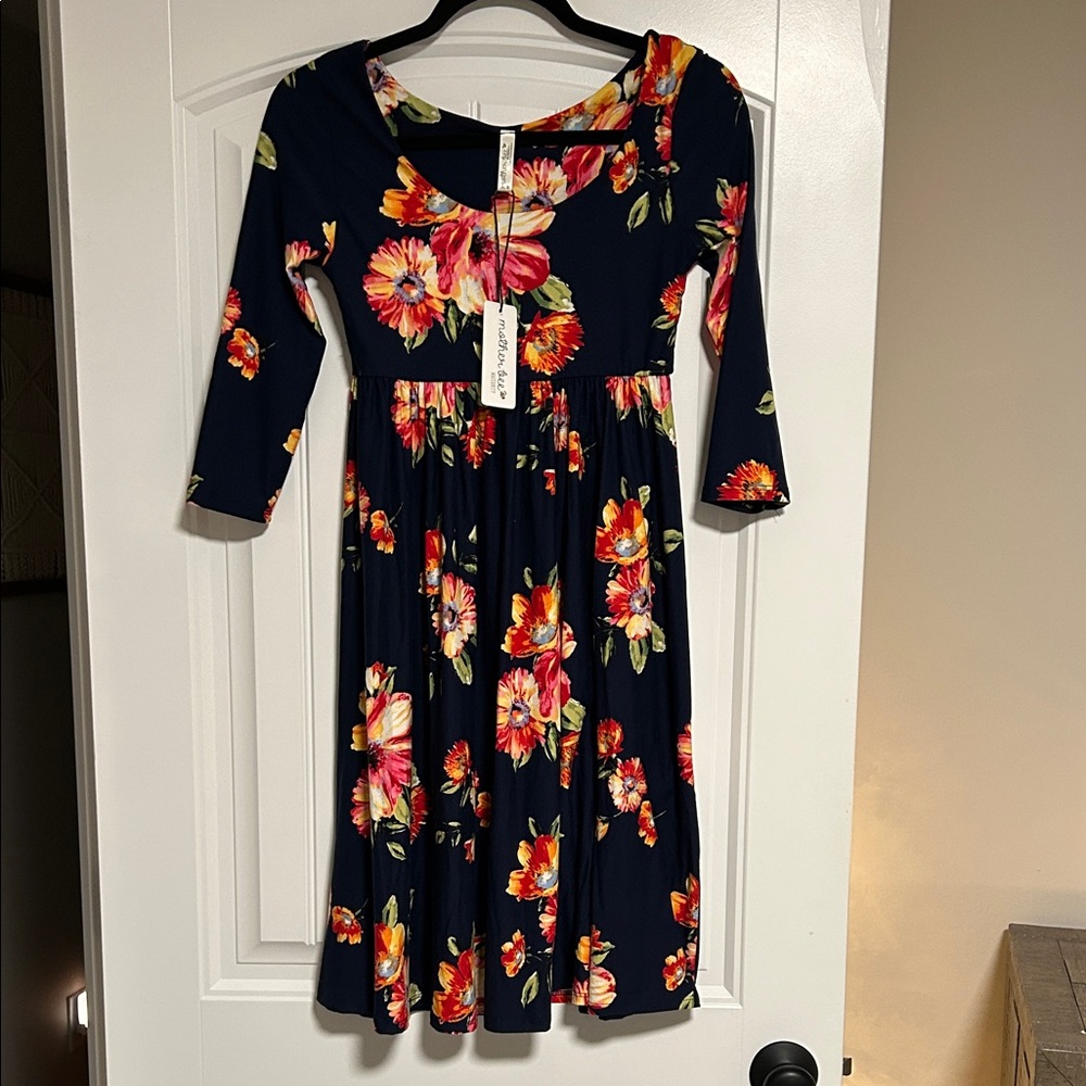 Floral Navy Maternity Dress